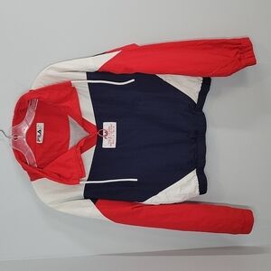 FILA Tessa Blue & Red Funnel Neck Windbreaker Jacket size Small